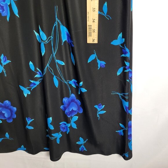 Vintage DBY Dark Floral Dress 7/8 Blue Black Maxi Fairy Whimsigoth Lace Back - Picture 5 of 9